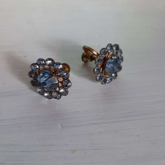 Vintage blue earrings - Picture 1 of 4